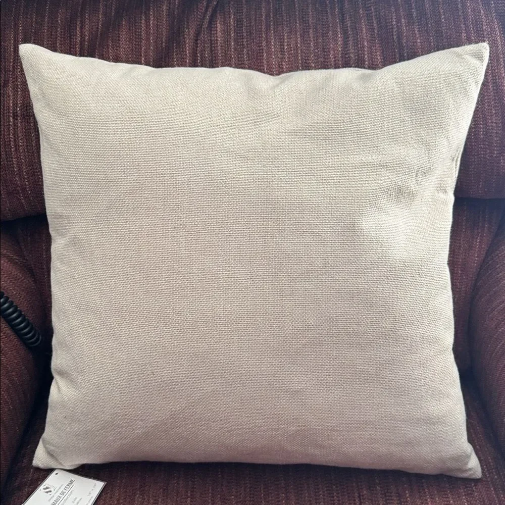 SARO 246.N18S Farmhouse Cow Print Down Filled Throw Pillow Natural NWT